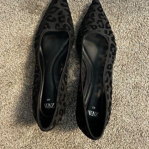 Zara Black Leopard Women's kitten heels